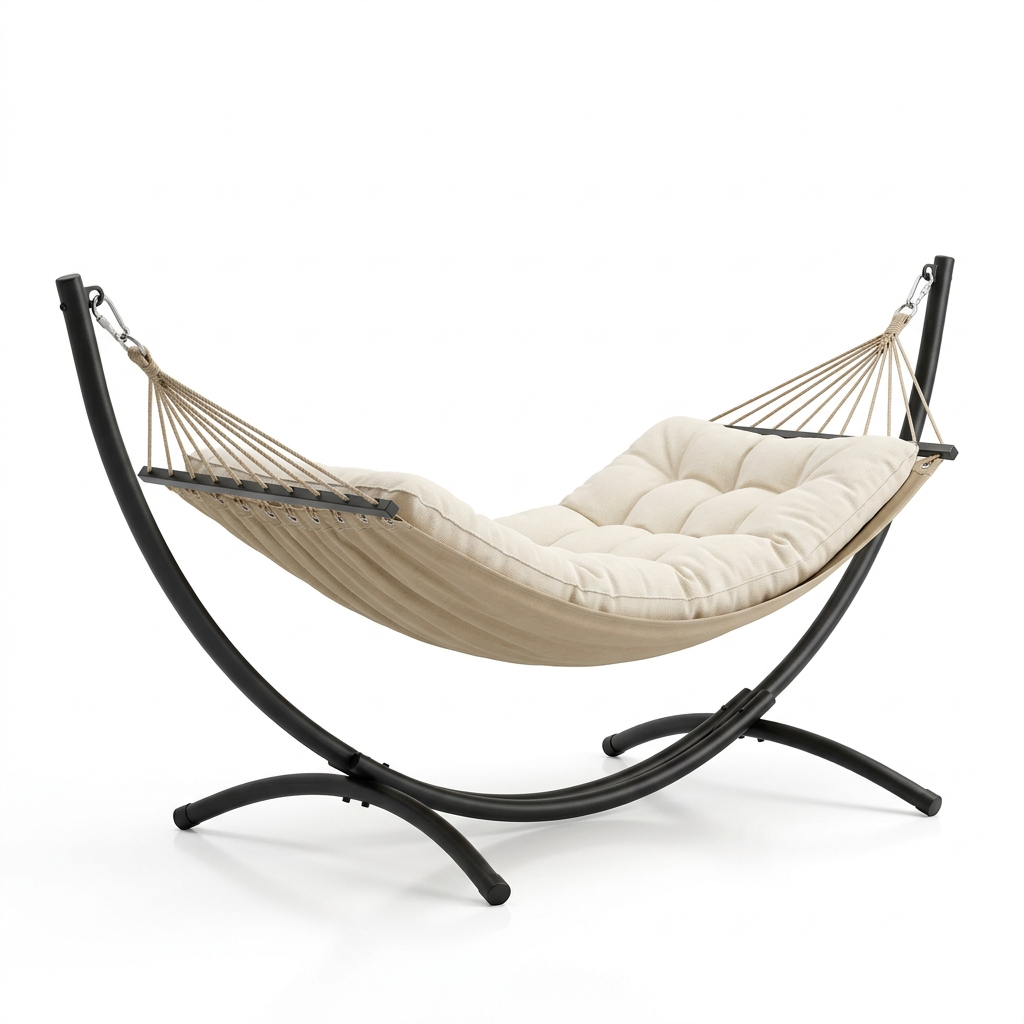 Hamac sur pied acier avec coussin
