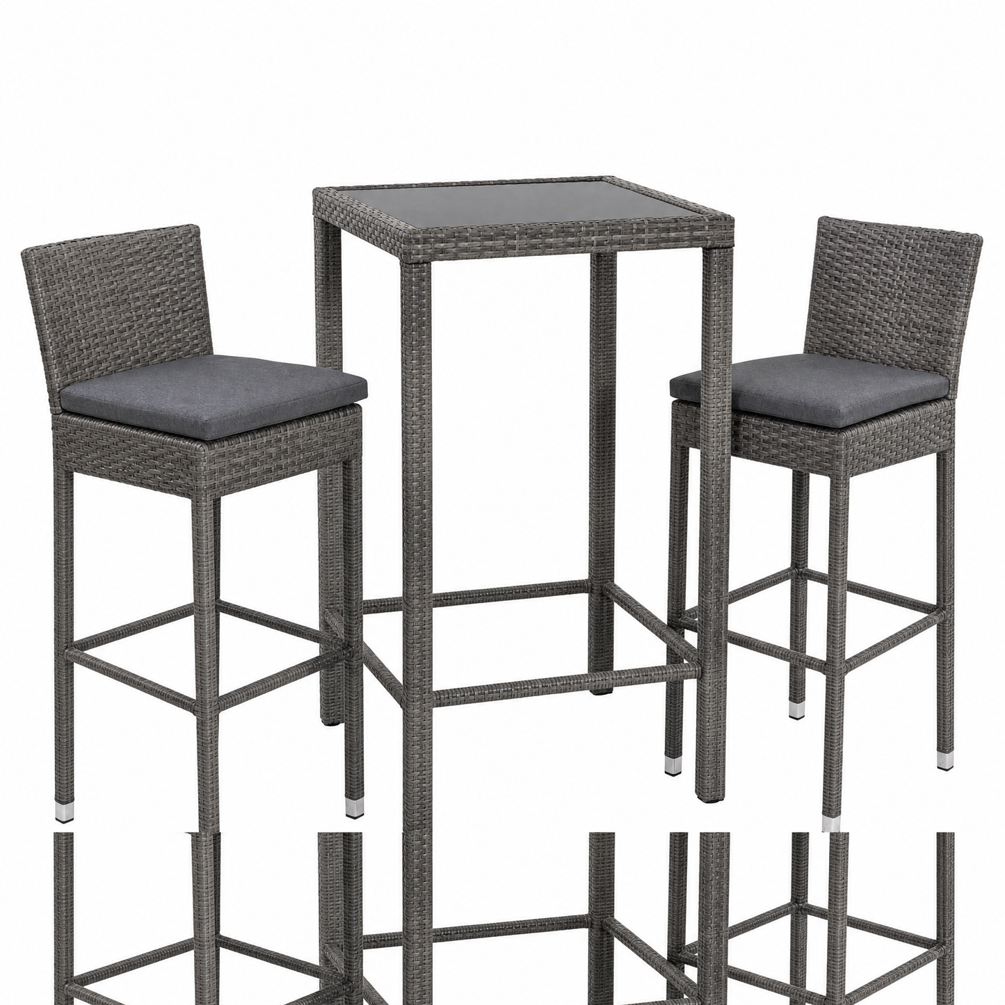 Table haute bar de jardin 2 tabourets