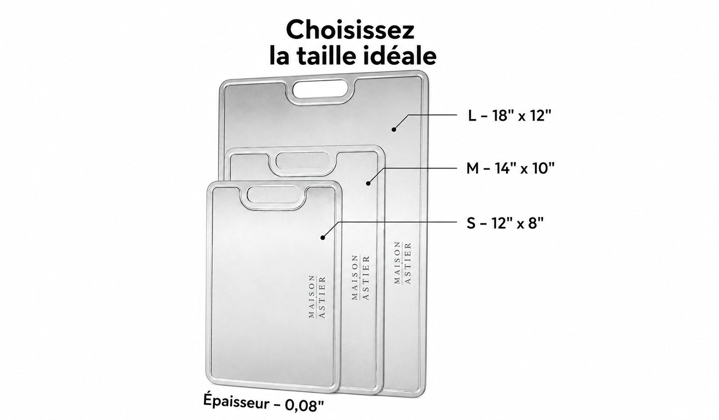 Planche à découper en titane antibactérienne, Maison Astier