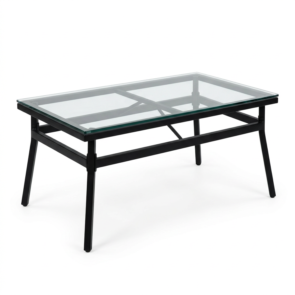 Table basse de jardin plateau verre trempe