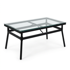 Table basse de jardin plateau verre trempe