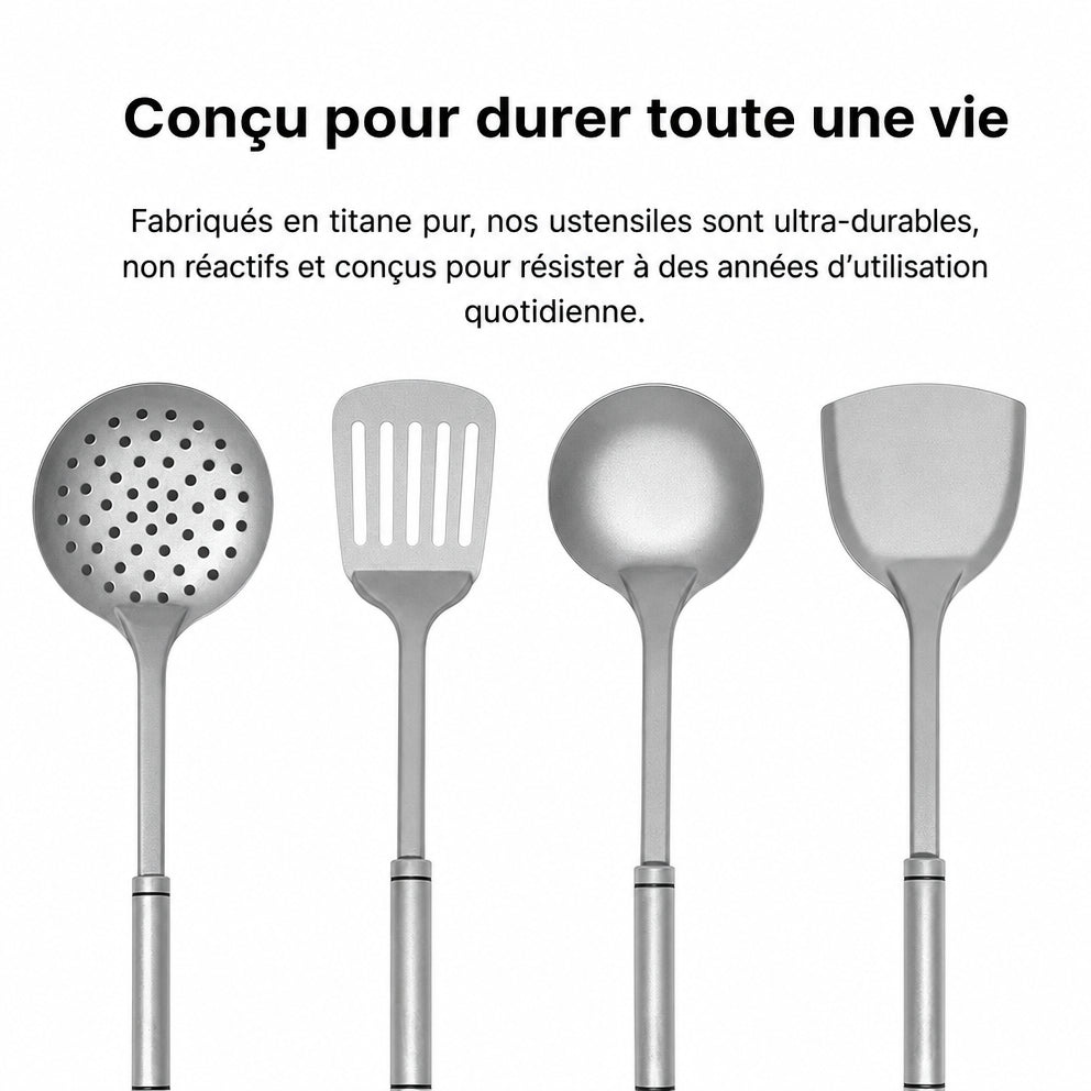 Set d'ustensiles de cuisine en titane sans BPA, Maison Astier
