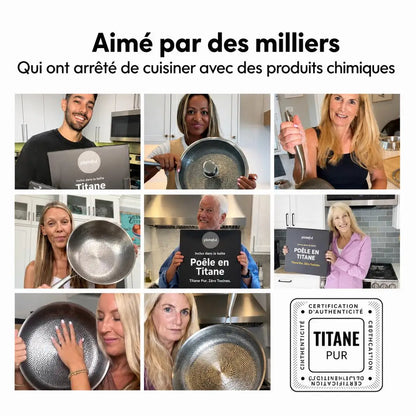 Poêle en titane Pro antiadhésive sans PFAS avec couvercle