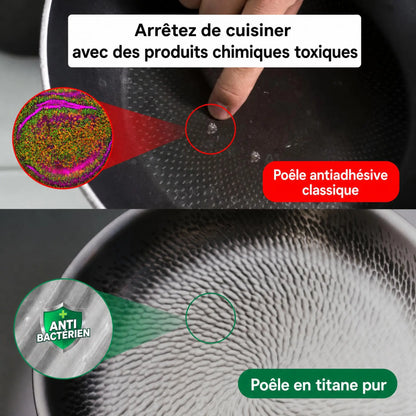 Poêle en titane Pro antiadhésive sans PFAS avec couvercle