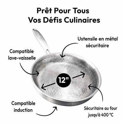 Poêle en titane Pro antiadhésive sans PFAS avec couvercle