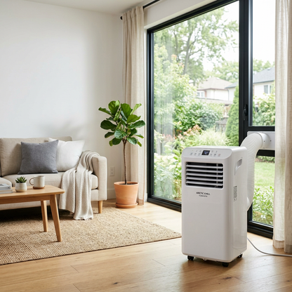 Climatiseur mobile WiFi en situation dans un salon