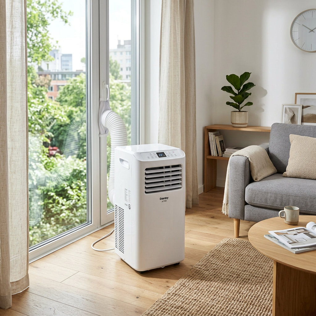 Climatiseur mobile en situation dans un salon