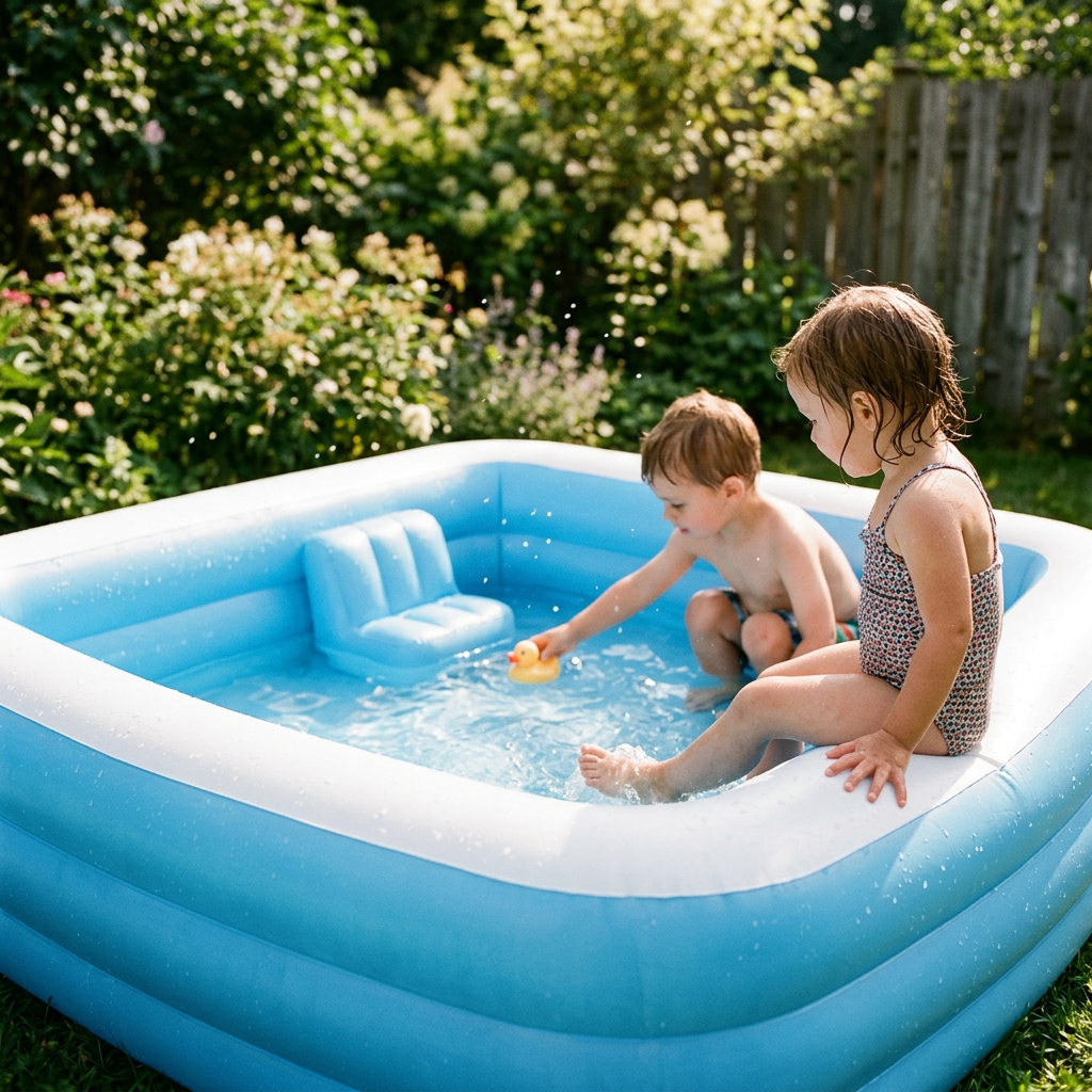 Piscinette gonflable carrée 3,4 m