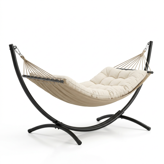 Hamac sur pied acier avec coussin