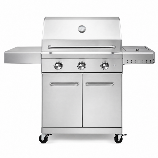 Barbecue gaz 3 brûleurs avec réchaud latéral