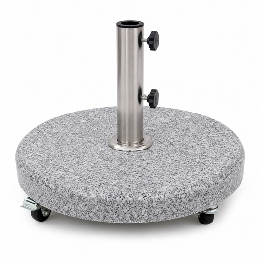 Pied de parasol granit à roulettes 25 kg
