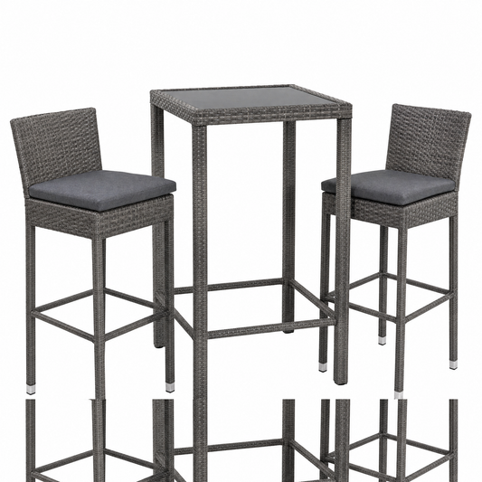 Table haute bar de jardin 2 tabourets